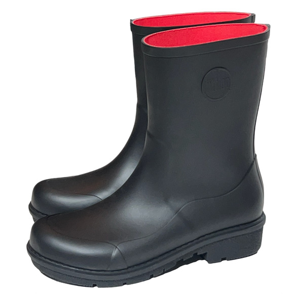 NEW FITFLOP WONDERWELLY BLACK RUBBER SHORT RAIN BOOTS BOOTIES SHOES SIZE 8.5 - Picture 3 of 11